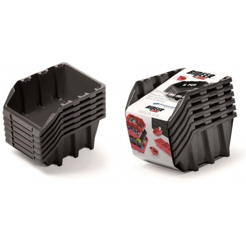 Kistenberg BINEER LONG SET Plastové úložné boxy 6 kusov, 249x158x213mm, čierna KBILS25