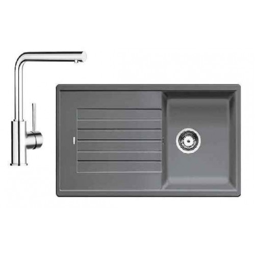 BLANCO SET drez ZIA 45 SL hliníková metalíza Silgranit + drezová batéria MILA chróm