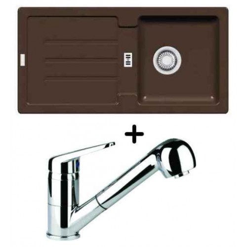 Franke SET G26 granitový drez STG 614 tmavo hnedá + drezová batéria FC 9547.031 Franke SET G26 granitový drez STG 614 tmavo hnedá + drezová batéria FC 9547.031