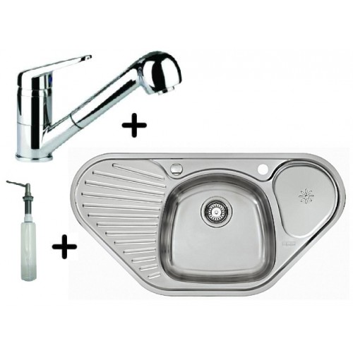 Franke SET N43 nerezový drez MON 681 E+drezová batéria FC 9547.031+dávkovač saponátu HC20 Franke SET N43 nerezový drez MON 681 E+drezová batéria FC 9547.031+dávkovač saponátu HC20