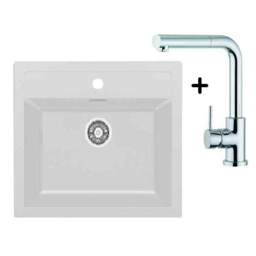 Franke SET T12 tectonitový drez SID 610 biela + drezová batéria FN 0147