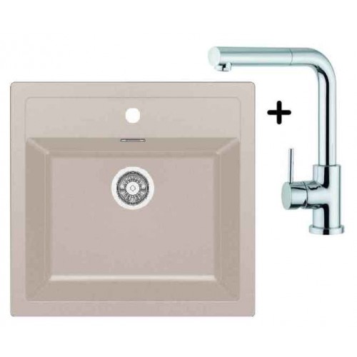 Franke SET T12 tectonitový drez SID 610 kávová + drezová batéria FN 0147