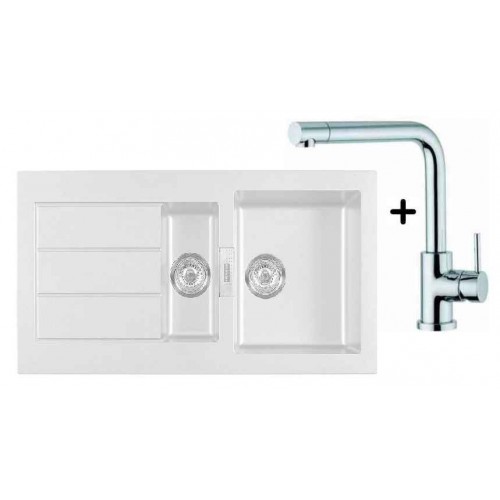 Franke SET T16 tectonitový drez SID 651 biela + drezová batéria Samoa Franke SET T16 tectonitový drez SID 651 biela + drezová batéria Samoa