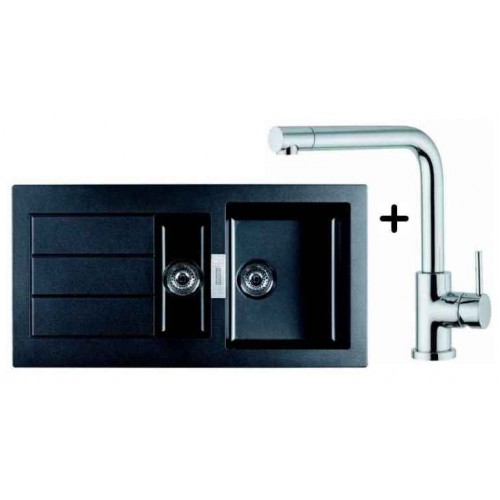 Franke SET T16 tectonitový drez SID 651 čierna + drezová batéria Samoa