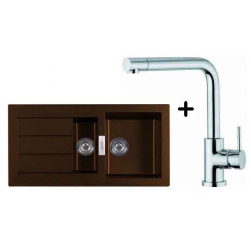 Franke SET T16 tectonitový drez SID 651 hnedá + drezová batéria Samoa