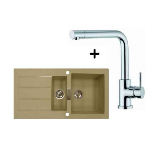 Franke SET T16 tectonitový drez SID 651 kávová + drezová batéria Samoa