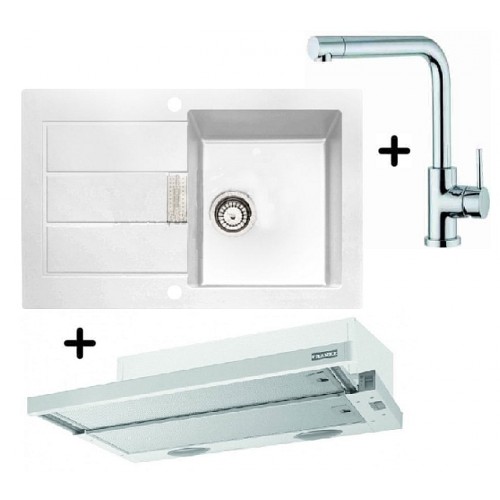 Franke SET T18 tectonitový drez SID 611-78 biela + drezová batéria Samoa + FTC 6032 GR/XS