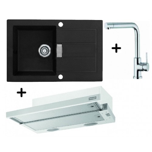 Franke SET T18 tectonitový drez SID 611-78 cierna + drezová batéria Samoa + FTC 6032 GR/XS