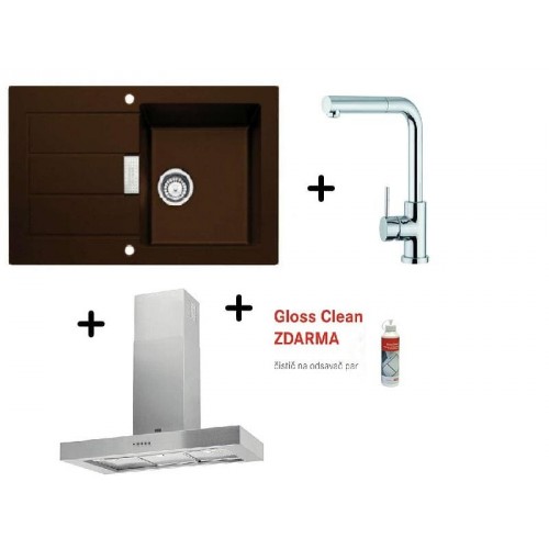 Franke SET T20 tectonitový drez SID 611-78 hneda + drezová batéria FN 0147 + FDF 9046 XS