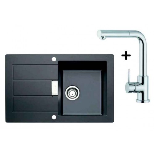 Franke SET T2 tectonitový drez SID 611-78 čierna + drezová batéria FN 0147