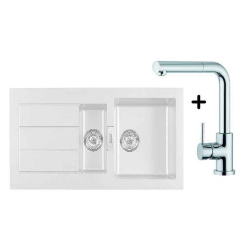 Franke SET T6 tectonitový drez SID 651 biela + drezová batéria FN 0147