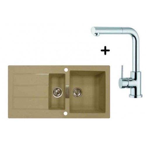 Franke SET T6 tectonitový drez SID 651 kávová + drezová batéria FN 0147