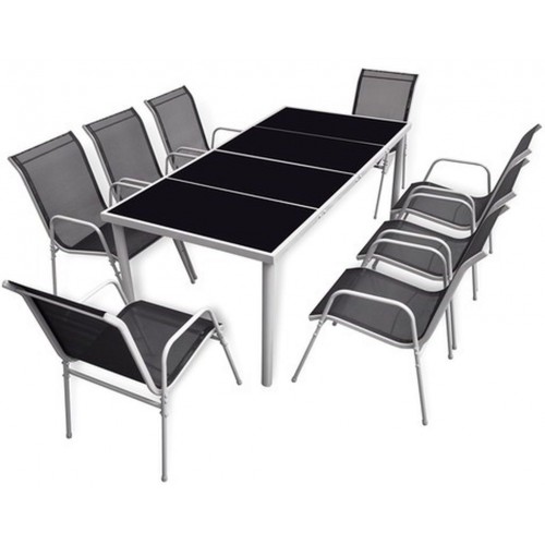 SHARKS VIOLA set záhradného nábytku 6 + 2, čierna SA064