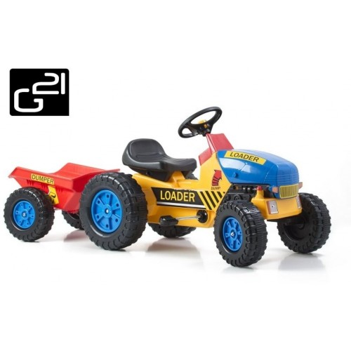 Šliapací traktor G21 Classic s vlečkou žlto / modrý 690814