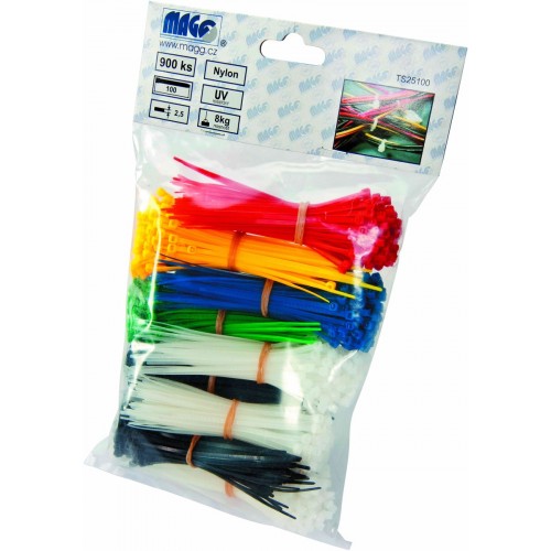 Sťahovacie pásky sada, 2,5 x100mm barevné/900ks Sťahovacie pásky sada, 2,5 x100mm barevné/900ks