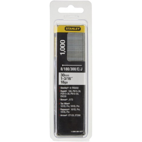 Stanley 1-SWKBN1187T 30 mm/1 3/16"/18 Kolárske klince typ 8/300/E/J, 1000ks Stanley 1-SWKBN1187T 30 mm/1 3/16"/18 Kolárske klince typ 8/300/E/J, 1000ks