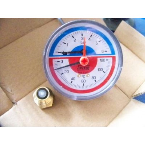 GEOS AGT termomanometr Priemyselny zadni 63mm,0-120C, 1/4 "x1 / 2", 2550 GEOS AGT termomanometr Priemyselny zadni 63mm,0-120C, 1/4 "x1 / 2", 2550