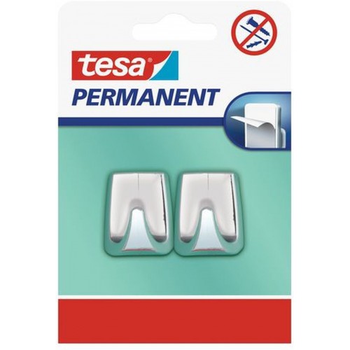 TESA Permanent háčiky 2ks, lesklý pochrómovaný plast 66609-00000-00