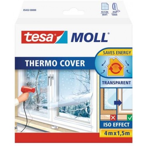 TESA MOLL Thermo Cover, transparentné fólie na rám okna, priehľadná, 4m x 1,5m 05432-00000