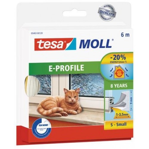 TESA MOLL Gumové tesnenie, biele, na okná +a dvere, E profil, 6m 05463-00122-00 TESA MOLL Gumové tesnenie, biele, na okná +a dvere, E profil, 6m 05463-00122-00