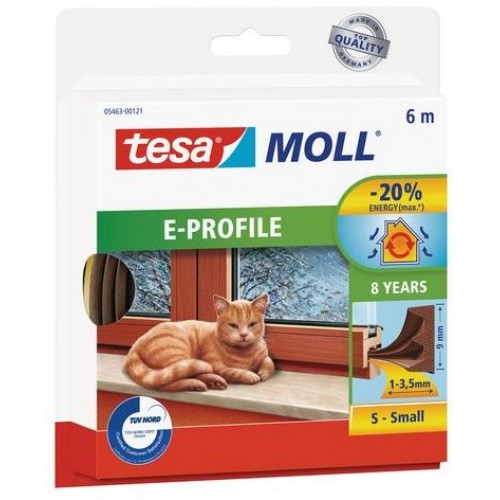 TESA MOLL Gumové tesnenie, hnedé, na okná a dvere, E profil, 6m 05463-00123-00