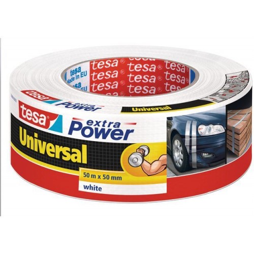 TESA Opravná páska Extra Power Universal, textilné, silne lepivá, biela, 50m x 50mm 56389