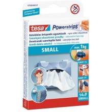 TESA Powerstrips Small, malé obojstranné prúžky na pripevňovanie, biele, nosnosť 1kg 57550
