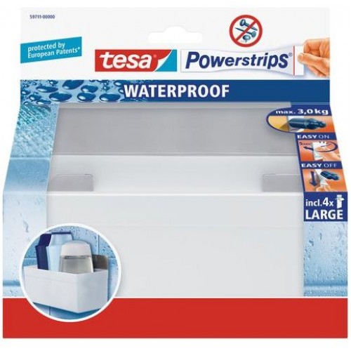 TESA Powerstrips Waterproof háčik vodeodolný, košík, nerez oceľ a plast, nosnosť 3kg