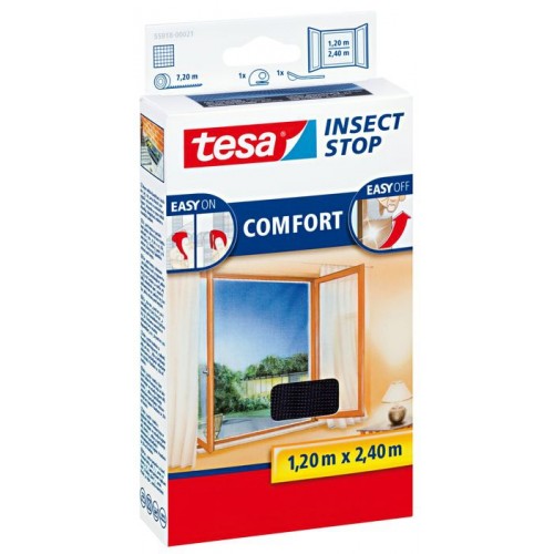 TESA Sieť proti hmyzu COMFORT, na francúzske okno, antracitová 1,2m x 2,4m