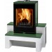 THORMA GRENOBLE Krbové kachle čierna / biely podstavec / olivovozelená