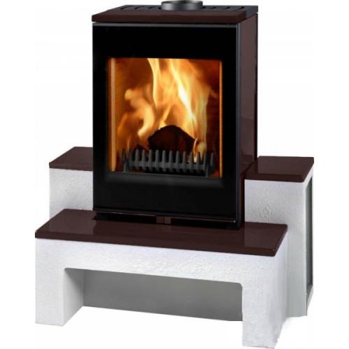 THORMA GRENOBLE Krbové kachle čierna / biely podstavec / tmavo hnedá