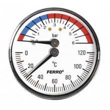 NOVASERVIS Termomanometre 1/2 "axiálne 0-6 bar, 0-120 ° C TM63A