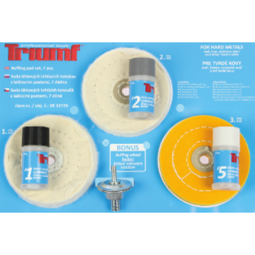 Kotúče leštiace, látkové, leštiace pasty, sada 7 dielov, 100-06408