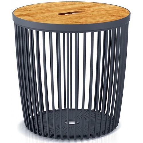 Prosperplast CLUBO Univerzálny kôš / stolík s bambusovým vekom 33,5cm, antracit ICLU25T