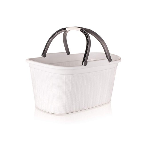 VETRO-PLUS RATTAN Kôš na bielizeň s rukoväťami 58x38x29,5cm 35 l, biely 55PRO176W
