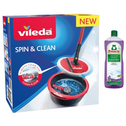 VILEDA Spin & Clean mop 161821 + FROSCH Eko Univerzálny čistič Levanduľa 1000ml VILEDA Spin & Clean mop 161821 + FROSCH Eko Univerzálny čistič Levanduľa 1000ml