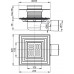 ALCAPLAST Podlahová vpust 105 × 105/50/75 bočné, mriežka nerez APV3344