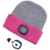EXTOL LIGHT čiapka s čelovkou 45lm, nabíjací, USB, svetlo šedá / ružová, obojstranná 43197