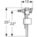 GEBERIT Napúšťací ventil typ 333, bočné prívod vody, 3/8 a 1/2 ", spojka z plastu 136.702.