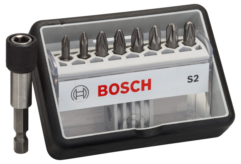 BOSCH 8+1-dielna sada skrutkovacích bitov S PZ Robust Line, verzia Extra Hard 2607002561