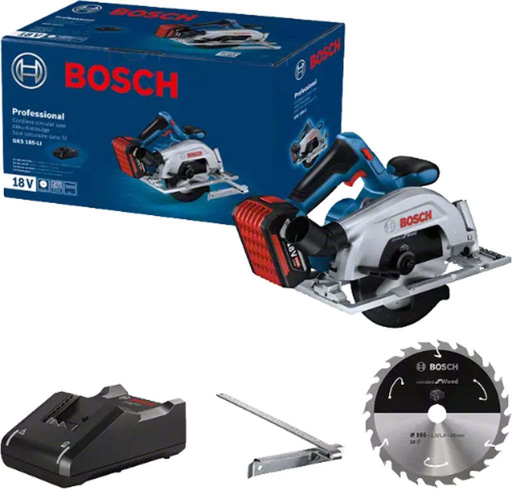 BOSCH GKS 185-Li Akumulátorová okružná píla, 1x 5,0Ah, GAL 18C-40 06016C1223