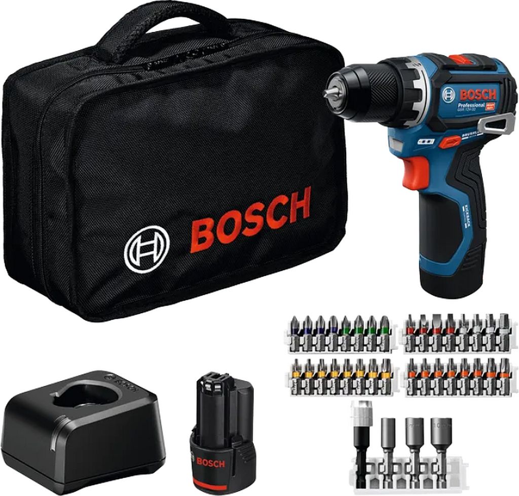 BOSCH GSR 12V-32 PROFESSIONAL Akumulátorový vŕtací skrutkovač, 2x 2.0Ah, Taška 06019N7004