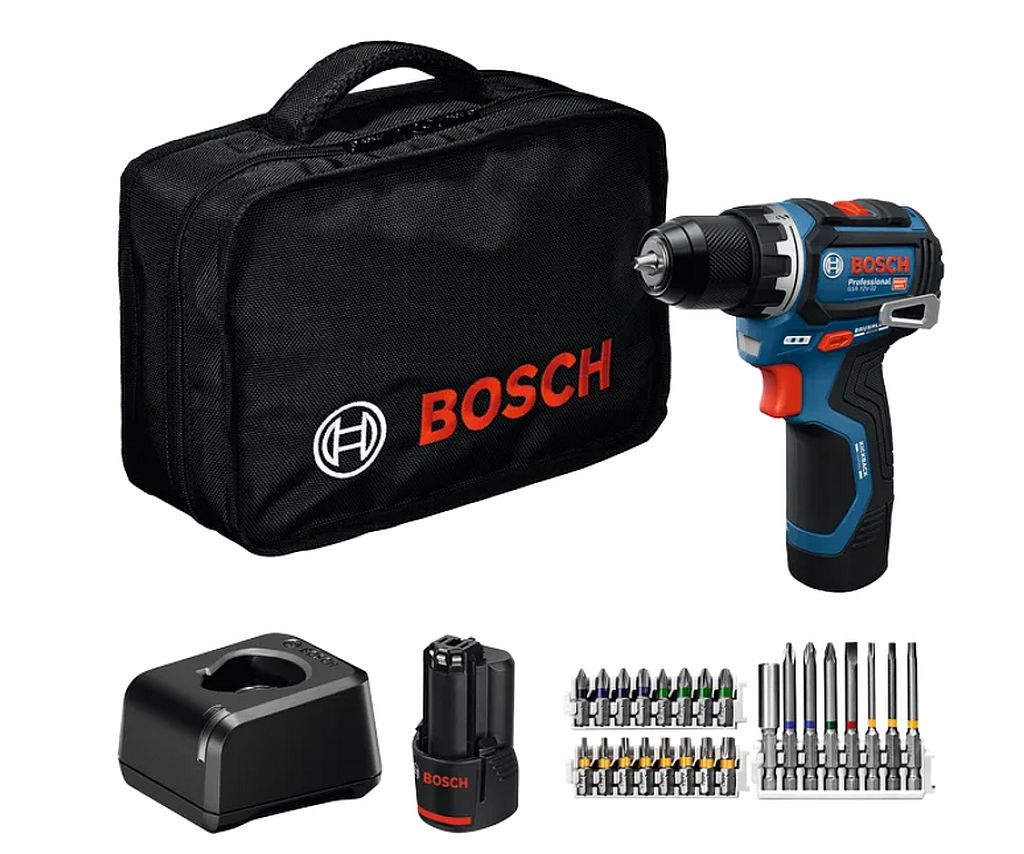 BOSCH GSR 12V-32 PROFESSIONAL Vŕtací skrutkovač, 2x 2.0Ah, taška, 24ks AC 06019N7006