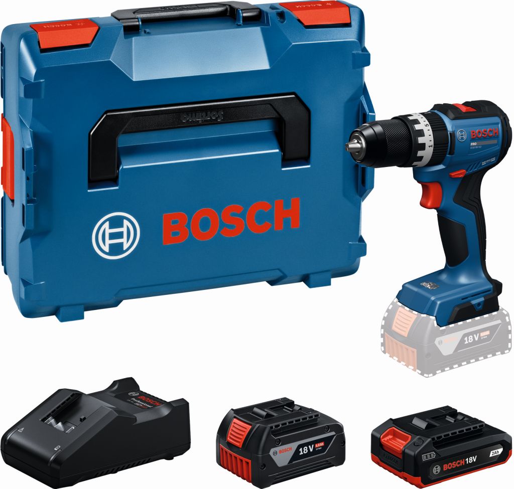 BOSCH GSB18V-52 PROFESSIONAL Aku příklepový uťahovač, 2,0Ah+4,0Ah,L-BOXX 06019S0122