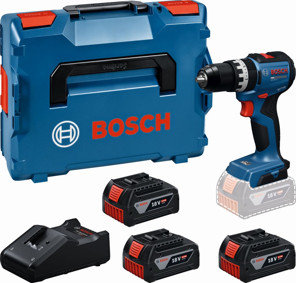 BOSCH GSB18V-52 PROFESSIONAL Aku příklepový uťahovač, 3x 5,0Ah, L-BOXX 06019S0128