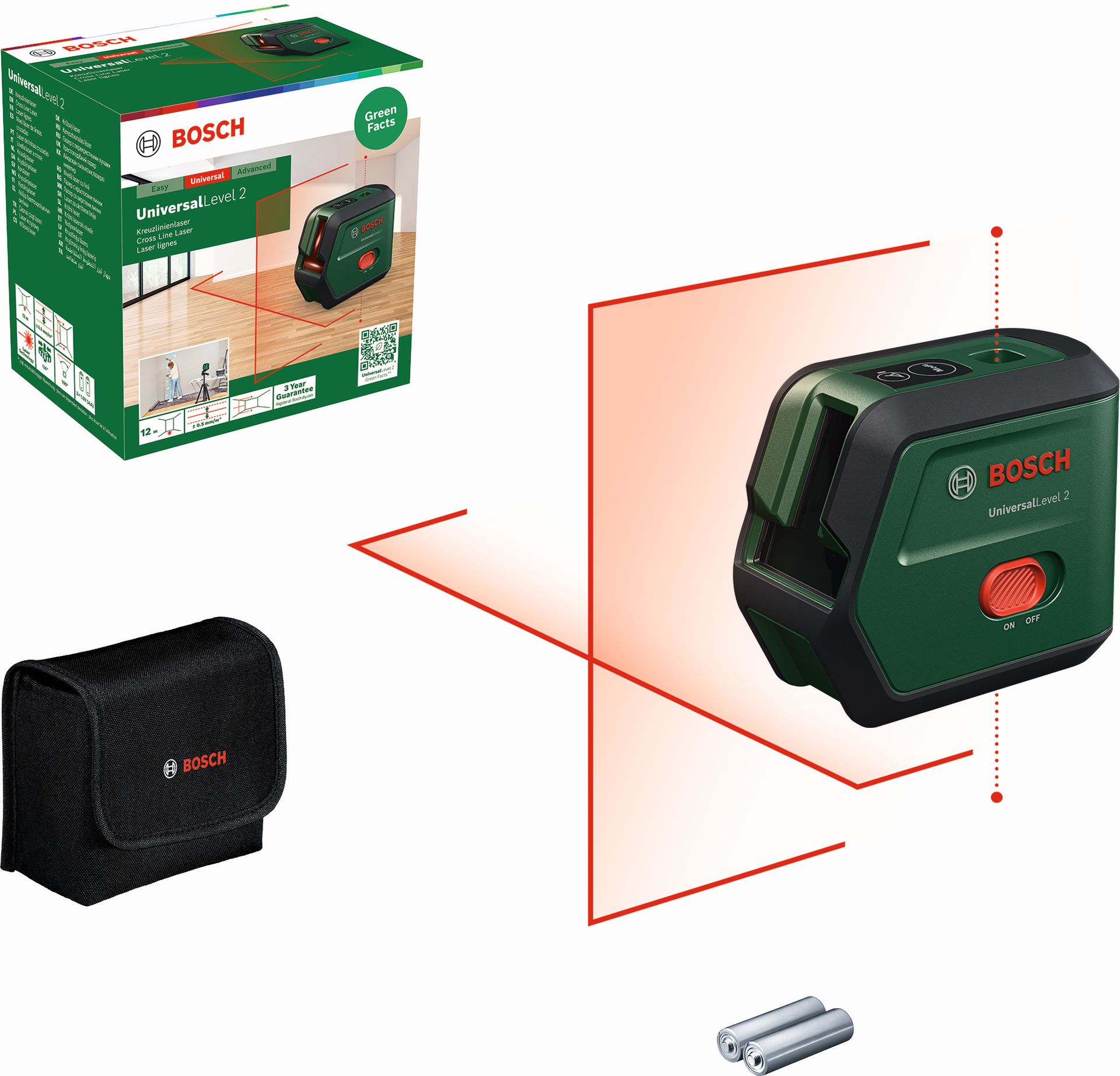 BOSCH UniversalLevel 2 Krížový čiarový laser s funkciou vynášania zvislíc 0603663F00