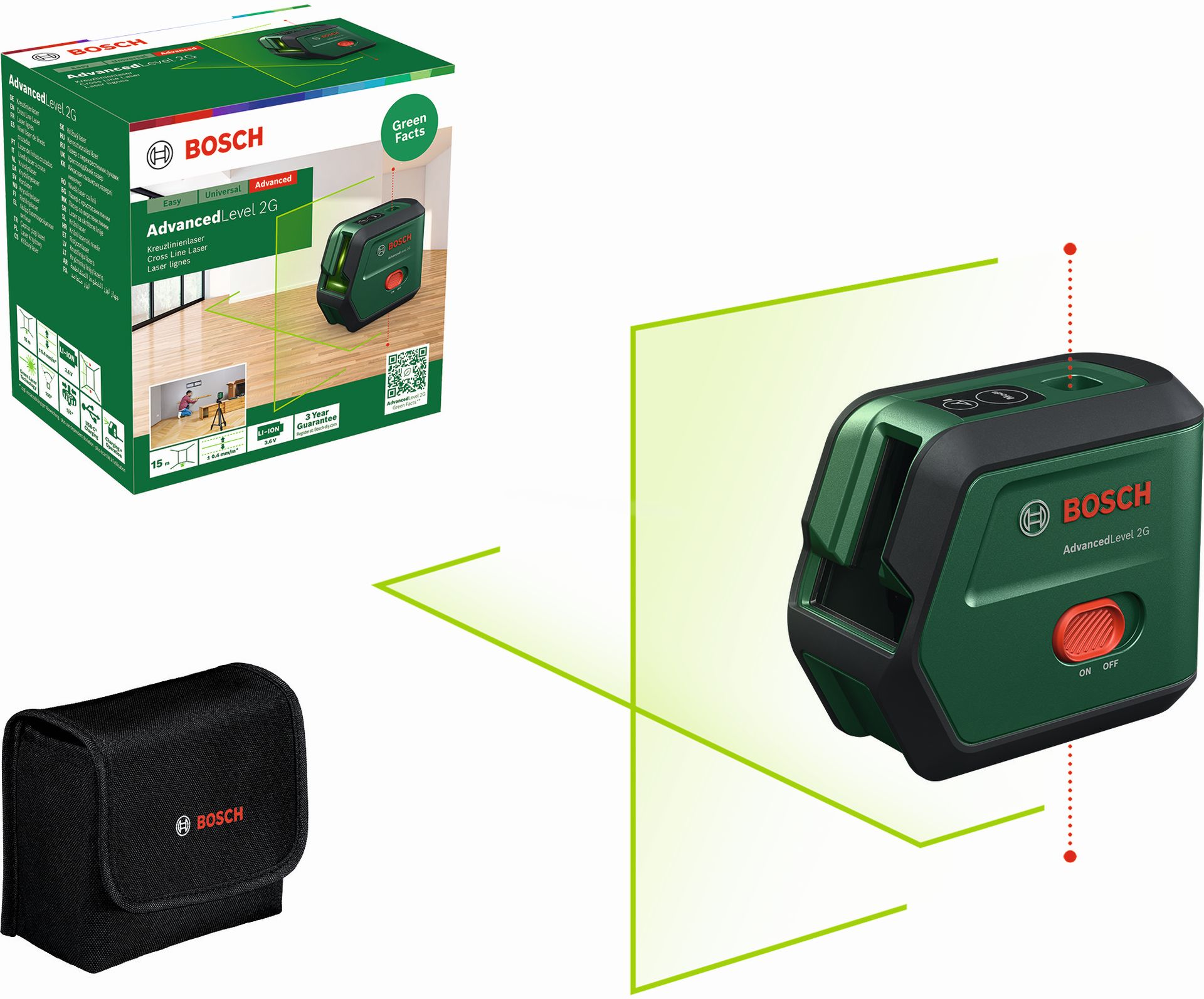 BOSCH AdvancedLevel 2G UNI Krížový čiarový laser s funkciou vynášania zvislíc 0603663G00