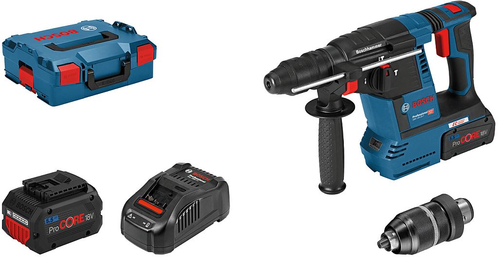 BOSCH GBH 18V-26F PROFESSIONAL Vŕtacie kladivo, SDS plus, 2× ProCORE18V 5.5Ah 061191000F