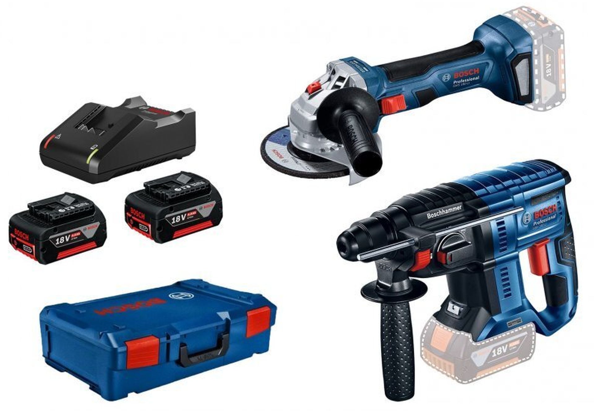BOSCH Sada: GBH 180-LI + GWS 180-LI + 2x4.0 Ah, GAL 18V-40, XL-BOXX 0615990N05