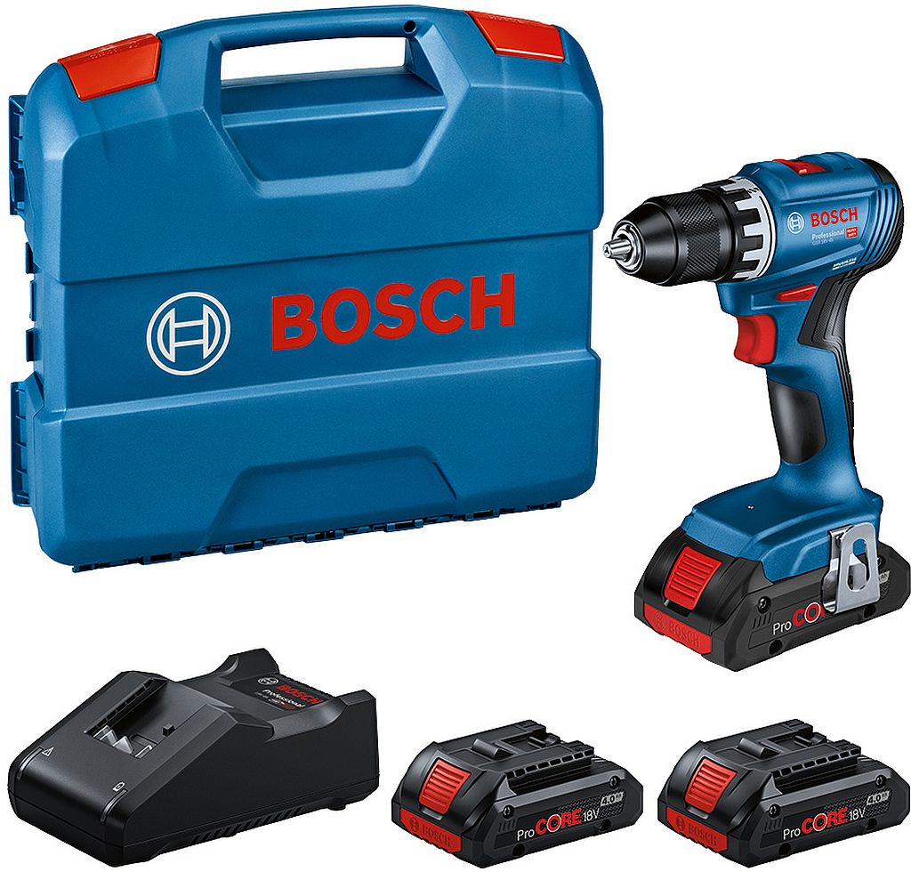 BOSCH GSR 18V-45 PROFESSIONAL Vŕtací skrutkovač, 3 x 4,0 Ah, L-case 0615A5002N